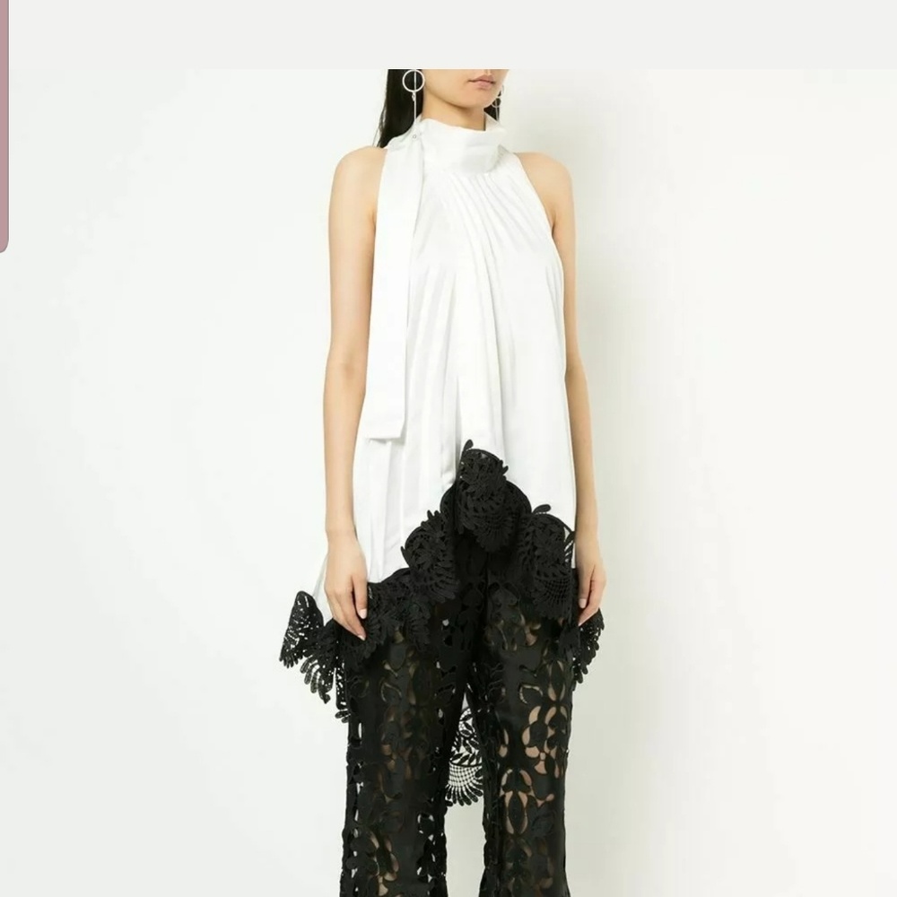 Self-Portrait pleated fleared top